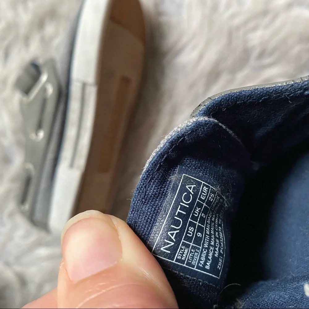 Nautica Toddler Boat Shoes Gray Blue Hook Loop Size 9 + Moccasins Lot